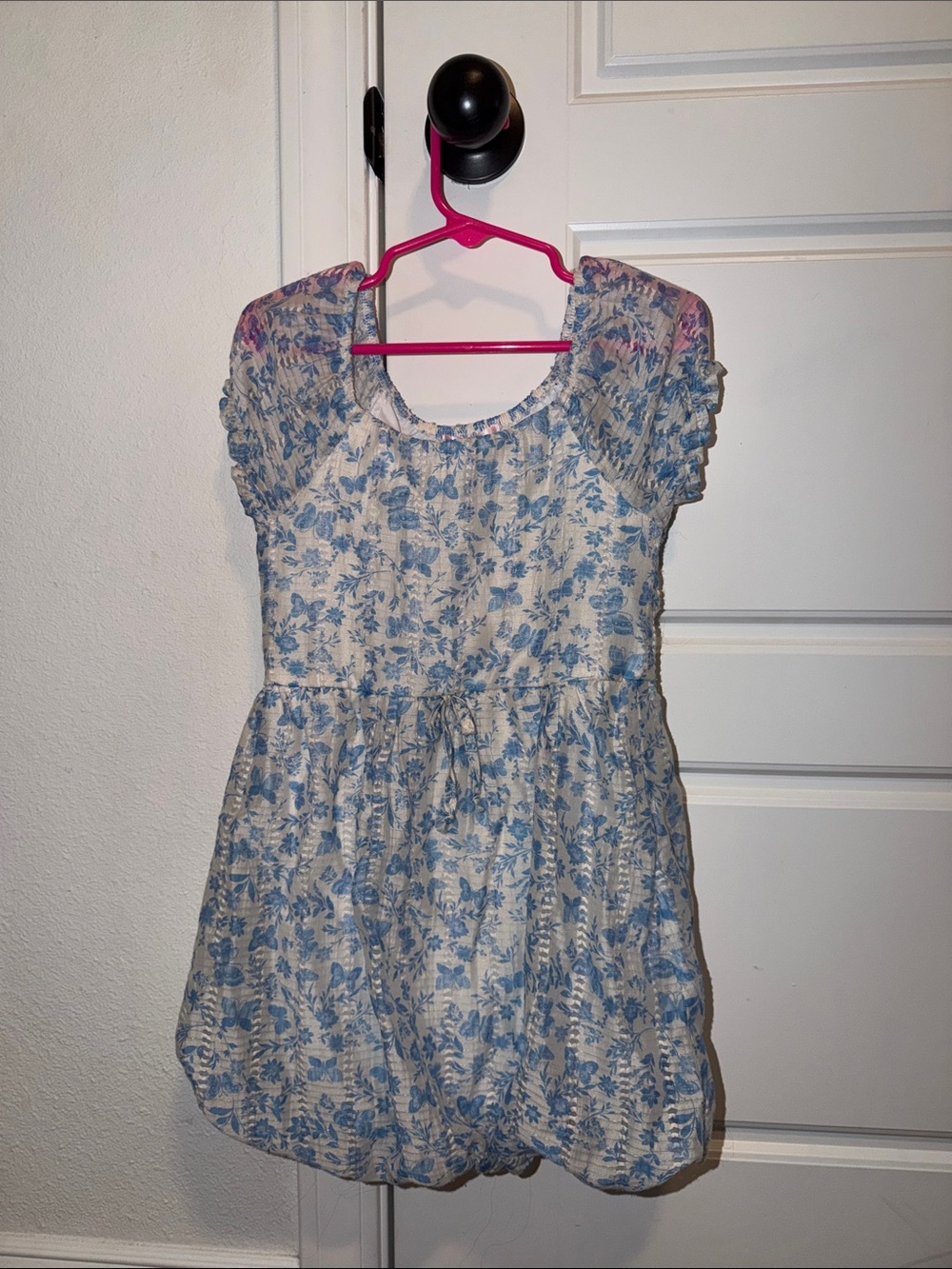 Love Squared White and Light Blue Floral Girls Dress
